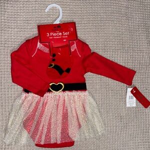 🌴Bloomin' Baby Girls Red Bodysuit Tutu Christmas Dress Heart 3-6M